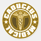 Caduceus Ronde Sticker (Voorkant)