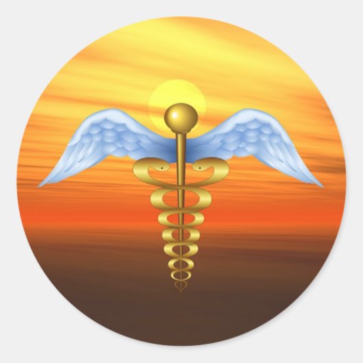 Caduceus Ronde Sticker (Voorkant)