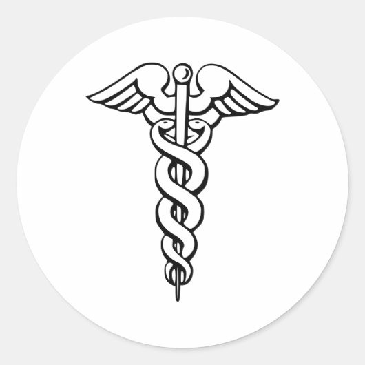Caduceus Ronde Sticker (Voorkant)