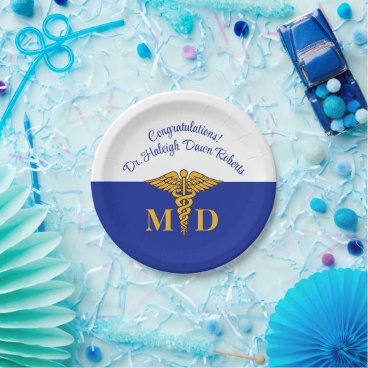 Caduceus Royal Blue Medical School Afstuderen Papieren Bordje (Feest)