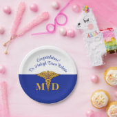 Caduceus Royal Blue Medical School Afstuderen Papieren Bordje (Feest)