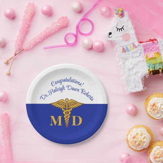 Caduceus Royal Blue Medical School Afstuderen Papieren Bordje (Feest)