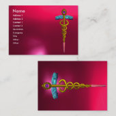 CADUCEUS RUBY vibrerend goudroze paars, fuchsia Visitekaartje (Voorkant / Achterkant)