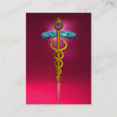CADUCEUS RUBY vibrerend goudroze paars, fuchsia Visitekaartje (Achterkant)