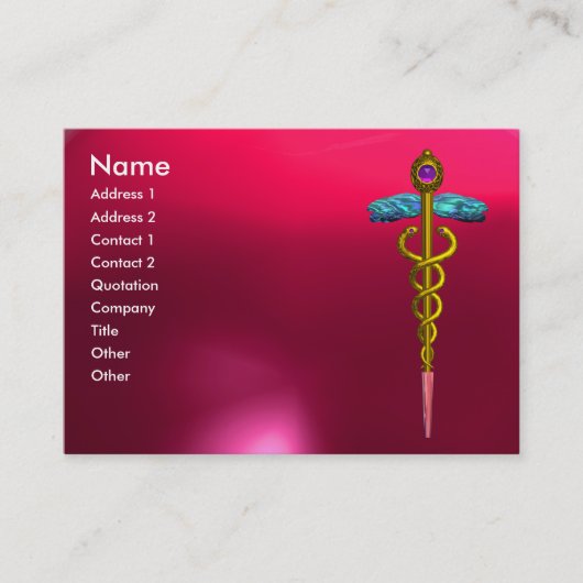 CADUCEUS RUBY vibrerend goudroze paars, fuchsia Visitekaartje (Voorkant)