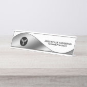 Caduceus Silver Black Desktop Name Doctor chirurg Bureau Naambordje (Voorkant)