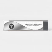 Caduceus Silver Black Desktop Name Doctor chirurg Bureau Naambordje (Voorkant)