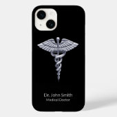Caduceus Silver over Black Classy Medical Case-Mate iPhone Case (Achterkant)