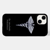 Caduceus Silver over Black Classy Medical Case-Mate iPhone Case (Achterkant (horizontaal))