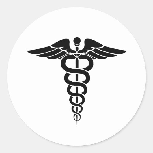 Caduceus Staff Ronde Sticker (Voorkant)