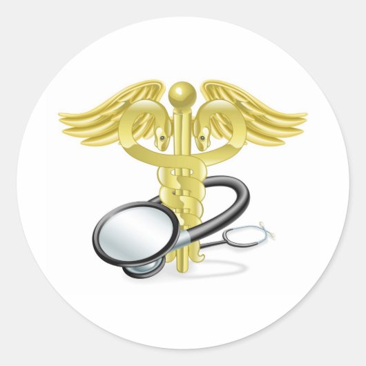 Caduceus stethoscoop medisch concept ronde sticker (Voorkant)