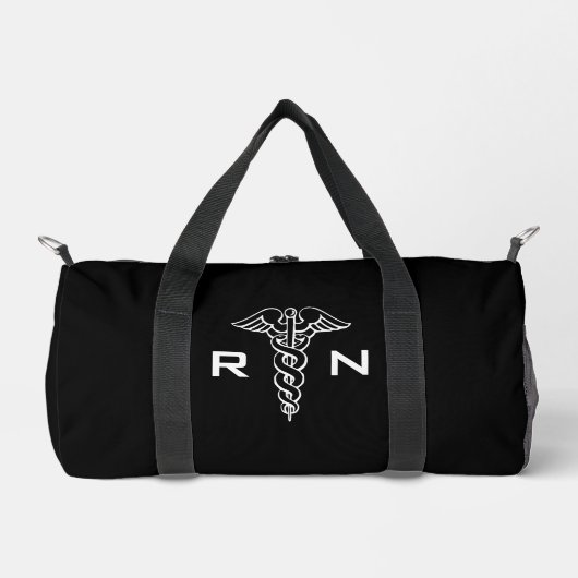 Caduceus symbol duffle bag met naam initialen plunjezak (Voorkant)