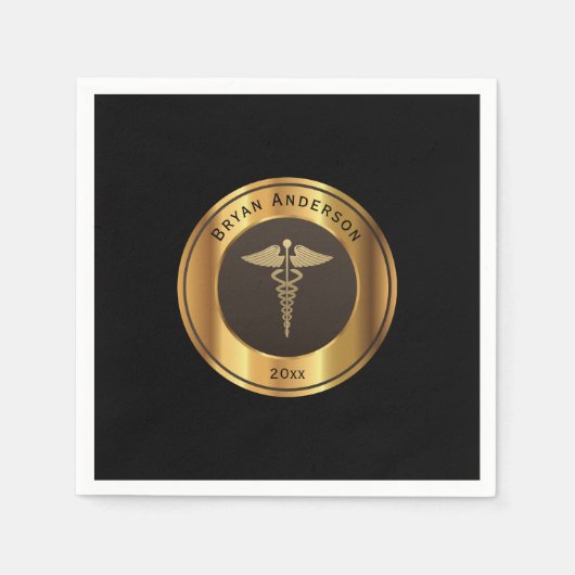 Caduceus Symbol Medical School Afstuderen Servet (Voorkant)