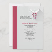 Caduceus Symbol Red Trim Afstuderen Kaart (Voorkant)