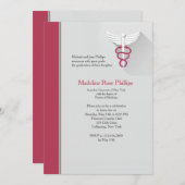 Caduceus Symbol Red Trim Afstuderen Kaart (Voorkant / Achterkant)