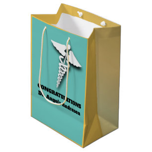 Caduceus Symbool Blauwgroen Adult Doctor Gefelicit Medium Cadeauzakje