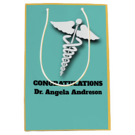 Caduceus Symbool Blauwgroen Adult Doctor Gefelicit Medium Cadeauzakje