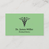 Caduceus Symbool Medisch Professioneel Groen Visitekaartje (Voorkant)