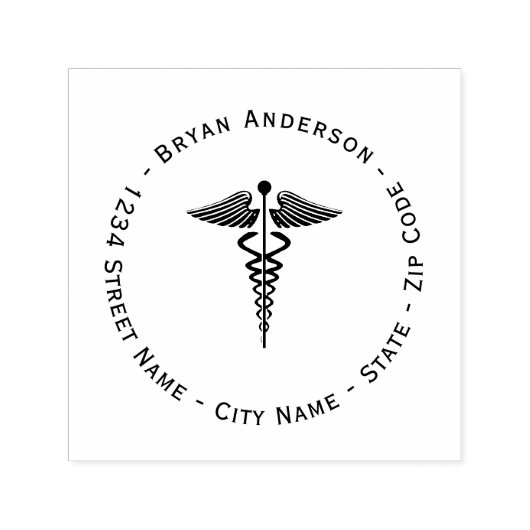 Caduceus Symbool Return Address Self-Inking Stamp Zelfinktende Stempel (Design)