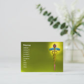 CADUCEUS, TOPAZ GEEL DRIEVOUDIG goud Visitekaartje (Staand voorkant)