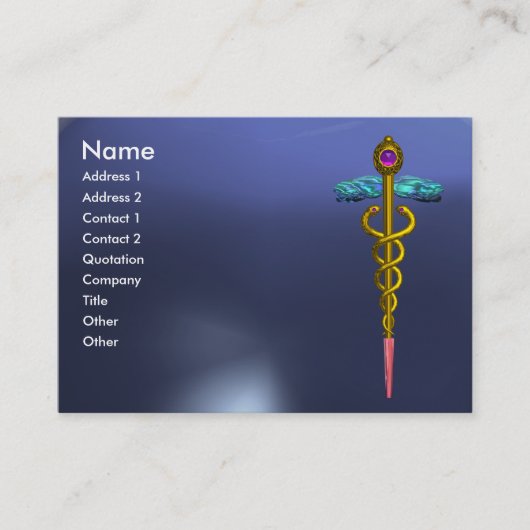CADUCEUS TOPAZ levendig goud blauw Visitekaartje (Voorkant)
