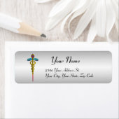 CADUCEUS, trillend goudamethist, platina metallisc Etiket (Insitu)