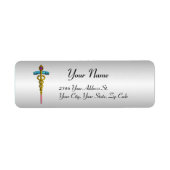 CADUCEUS, trillend goudamethist, platina metallisc Etiket (Voorkant)