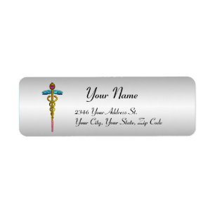 CADUCEUS, trillend goudamethist, platina metallisc Etiket