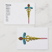 CADUCEUS, trillend parelpapier, amethyst goud Visitekaartje (Voorkant / Achterkant)