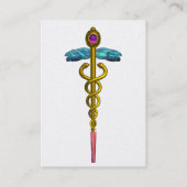 CADUCEUS, trillend parelpapier, amethyst goud Visitekaartje (Achterkant)
