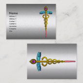 CADUCEUS, trillend platina metallisch, amethyst, g Visitekaartje (Voorkant / Achterkant)