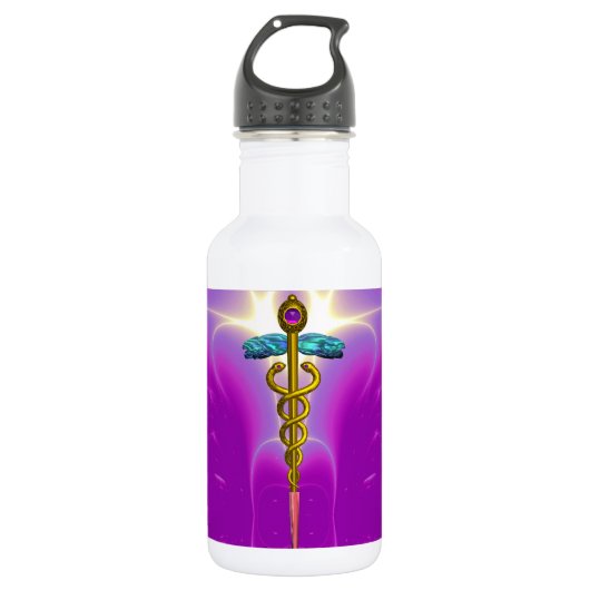 CADUCEUS, trillende goudmethyst Waterfles (Voorkant)