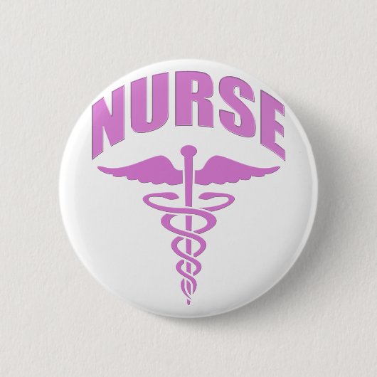 Caduceus van de verpleegster Roze Ronde Button 5,7 Cm (Voorkant)