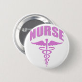 Caduceus van de verpleegster Roze Ronde Button 5,7 Cm (Voorkant /achterkant)