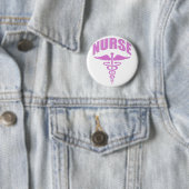 Caduceus van de verpleegster Roze Ronde Button 5,7 Cm (In situ)