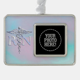 Caduceus van RN het Medische Decor van de Parel Verzilverd Omlijst Ornament