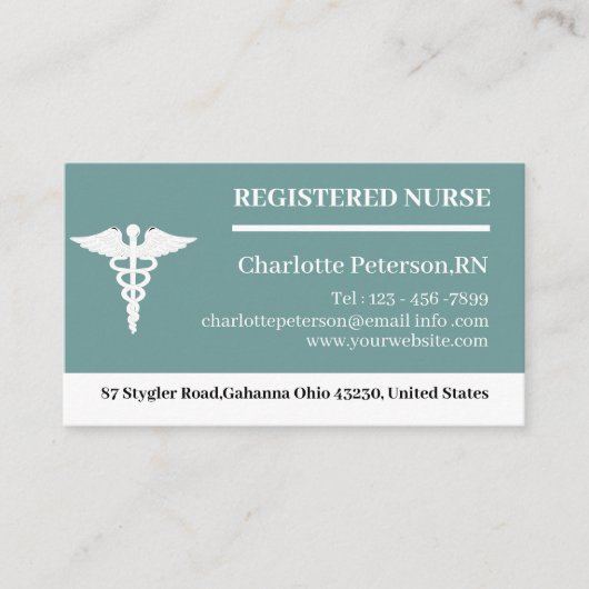 Caduceus Verpleegster Dokter Visitekaartje (Voorkant)