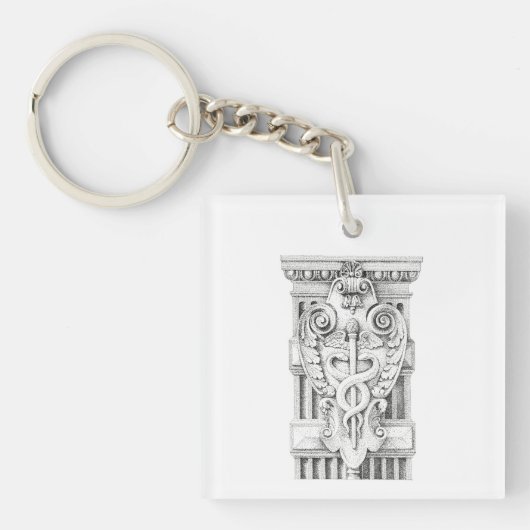 CADUCEUS Vierkante Acryl Sleutelhanger (Voorkant)