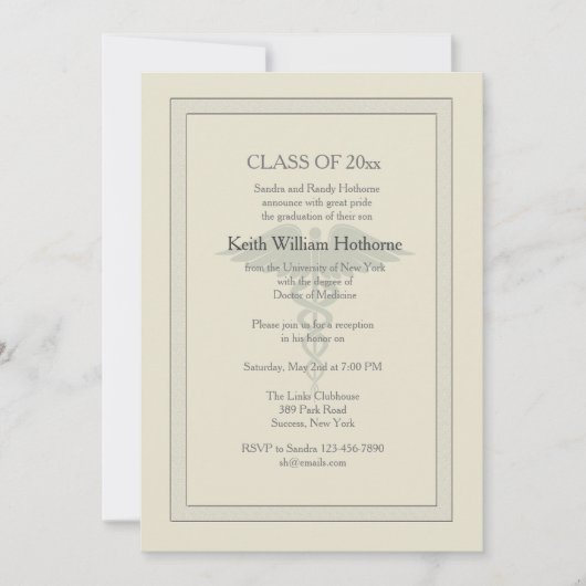 Caduceus Watermark Medical Afstuderen Uitnodiging (Voorkant)