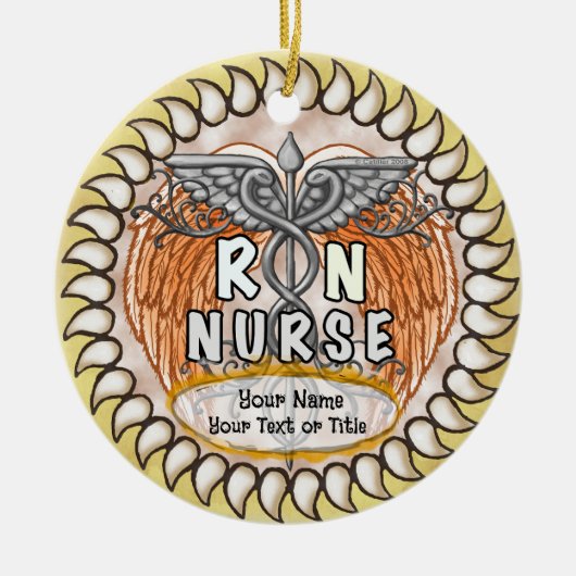Caduceus wings rn nurse keramisch ornament (Voorkant)