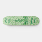 Caduceus with Leaves Background Skateboard Deck (Horizontaal)