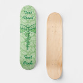 Caduceus with Leaves Background Skateboard Deck (Voorkant)