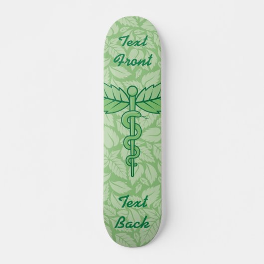 Caduceus with Leaves Background Skateboard Deck (Voorkant)