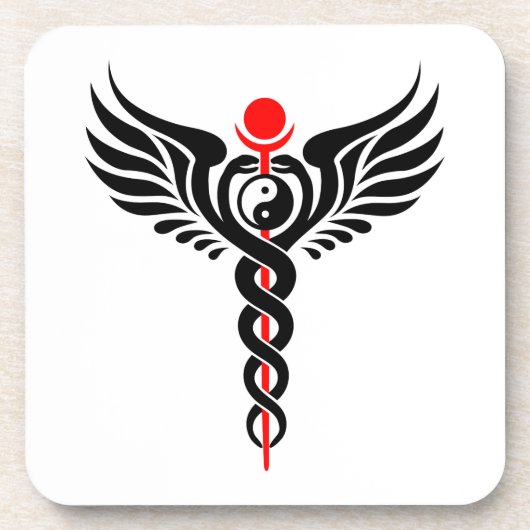 Caduceus - Yin Yang - Winged Serpent - Hermetic Onderzetter (Voorkant)
