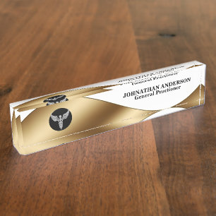 Caduceus zilverzwart   Naam arts Naambordje