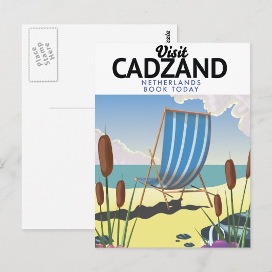 Cadzand Nederland strand reisposter Briefkaart (Voorkant / Achterkant)