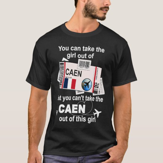 Caen Boarding Pass  Caen Girl  Caen T-shirt (Voorkant)