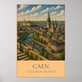 Caen, Frankrijk – Oude Reisposter Poster