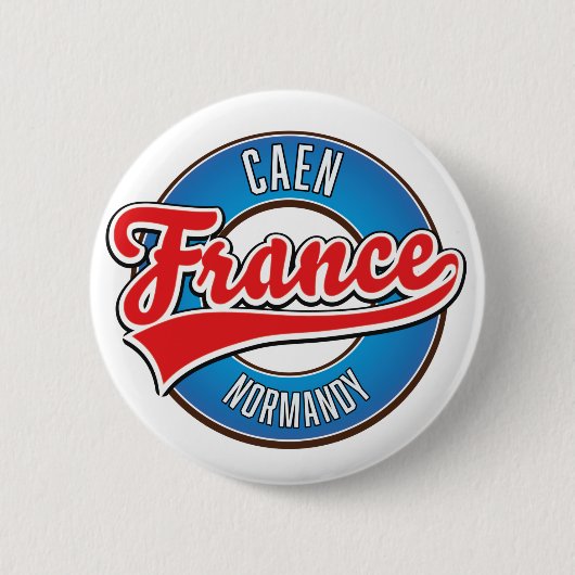 Caen Normandië Frankrijk retro logo Ronde Button 5,7 Cm (Voorkant)