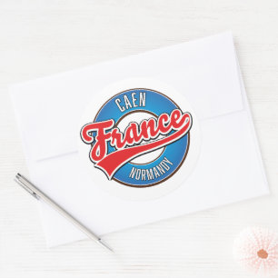 Caen Normandië Frankrijk retro logo Ronde Sticker